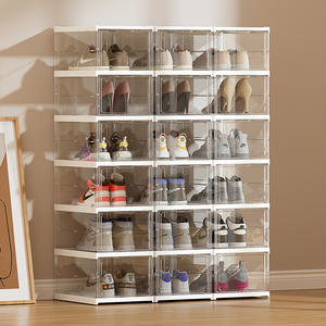 Organizador de caja de zapatos plegable multifuncional de plástico transparente moderno personalizado fácil de limpiar para guardar variedad de zapatos en la sala de estar - Product Image 5