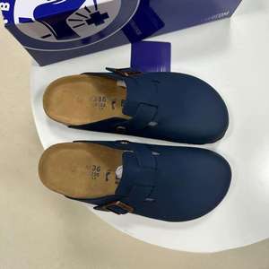 Mules plates d'extérieur de qualité supérieure, sabots Birkenstock, sandales Bostones en cuir véritable et daim, pour hommes et femmes, avec semelle en liège Hana, sabots solides - Product Image 6