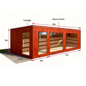 Cabina <span class=keywords><strong>de</strong></span> Sauna Exterior Cuadrada Grande, Sauna Finlandesa Comercial para 8-10 Personas con Vestuario <span class=keywords><strong>y</strong></span> Estufa <span class=keywords><strong>de</strong></span> Leña - Product Image 6