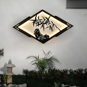 Lampe murale en bambou et pierre Xinda Optoelectronics 102x58cm LED, nouveau style chinois, éclairage extérieur pour entrée - Product Image 2