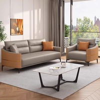 Ensemble de canapés de bureau en cuir de style moderne pour cadres dirigeants avec revêtement en tissu