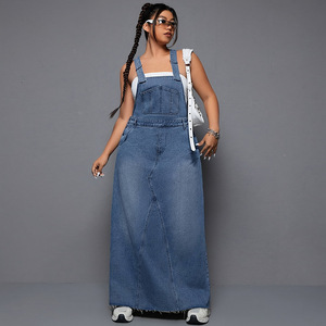 218727 Robes Longues en Jean d'Été Taille Plus de Haute Qualité pour Femmes, Décontractées sans Manches Col Halter - Product Image 6