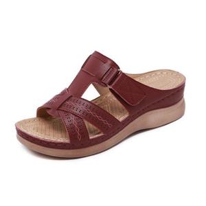 <span class=keywords><strong>Sandali</strong></span> con Zeppa da Donna Estate 2021, <span class=keywords><strong>Sandali</strong></span> <span class=keywords><strong>Ortopedici</strong></span> Premium a Punta Aperta, Scarpe Vintage Antiscivolo in Pelle, Casual Femminili con Piattaforma Retrò - Product Image 4