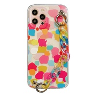 Étui de téléphone de luxe avec motif floral graffiti, TPU+PC, étanche, antichoc, bracelet, pour les séries 12/13 avec peinture UV