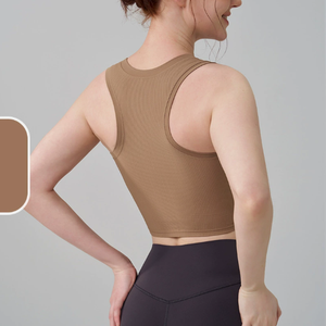 Nouveau Style côtelé fixe tasse femmes sport gilet intégré Yoga sport soutien-gorge <span class=keywords><strong>Fitness</strong></span> ajustement serré beau dos Yoga soutien-gorge pour les femmes - Product Image 5