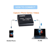 Carte de capture vidéo 4K HDMI 1080p Carte de capture de jeu de société USB 2.0 Recorder Box Device for Live Streaming Video Recording Loop Out est en promotion