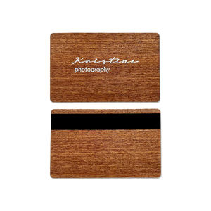 Carte de visite intelligente sans contact en bois personnalisée, étanche, avec bande magnétique RFID CR80 et puce NFC - Product Image 2