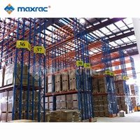 Étagères de stockage à double profondeur en acier certifiées ISO9001:2008/RMI, bleues et orange, capacité de 4000 kg/niveau