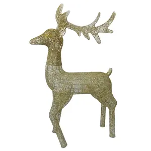 Iron wire Xmas deer With gold Glitter for indoor decoration