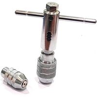 Juego de Machos y Terrajas Manuales de 2 Piezas con Llave de Trinquete, Cabezas Intercambiables para Roscado Derecho/Izquierdo, 1/8 1/4 Pulgadas M3 M6, Herramienta Cromada