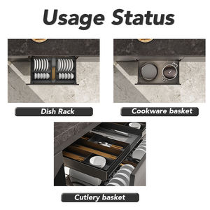 Cestello Estraibile Modulare VBOSR <span class=keywords><strong>per</strong></span> <span class=keywords><strong>Cucina</strong></span>, Portapiatti in Alluminio, Cestello Multifunzionale Estraibile in Metallo - Product Image 6