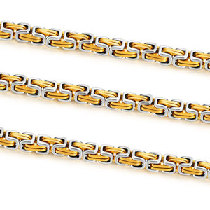 Cadena Bizantina Gruesa de Acero Inoxidable en Dos Tonos, Dorado y Plateado |   Diseño Robusto para la Fabricación de Joyería, Pulseras y Collares para Hombre - Product Image 2