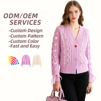 Services ODM – Nouveau Cardigan Élégant et Simple pour Femme, Personnalisé, à Simple Boutonnage, Polyvalent, avec Perles et Col en V – Pull pour Femme