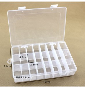 플라스틱 주최자 컨테이너 상자 조정 가능한 칸막이 보석 보관함 24 칸