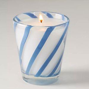 Vela Aromática en Frasco de Vidrio con Rayas Azules, Cera de Parafina Blanca, Redonda, Decoración para el Hogar - Product Image 1