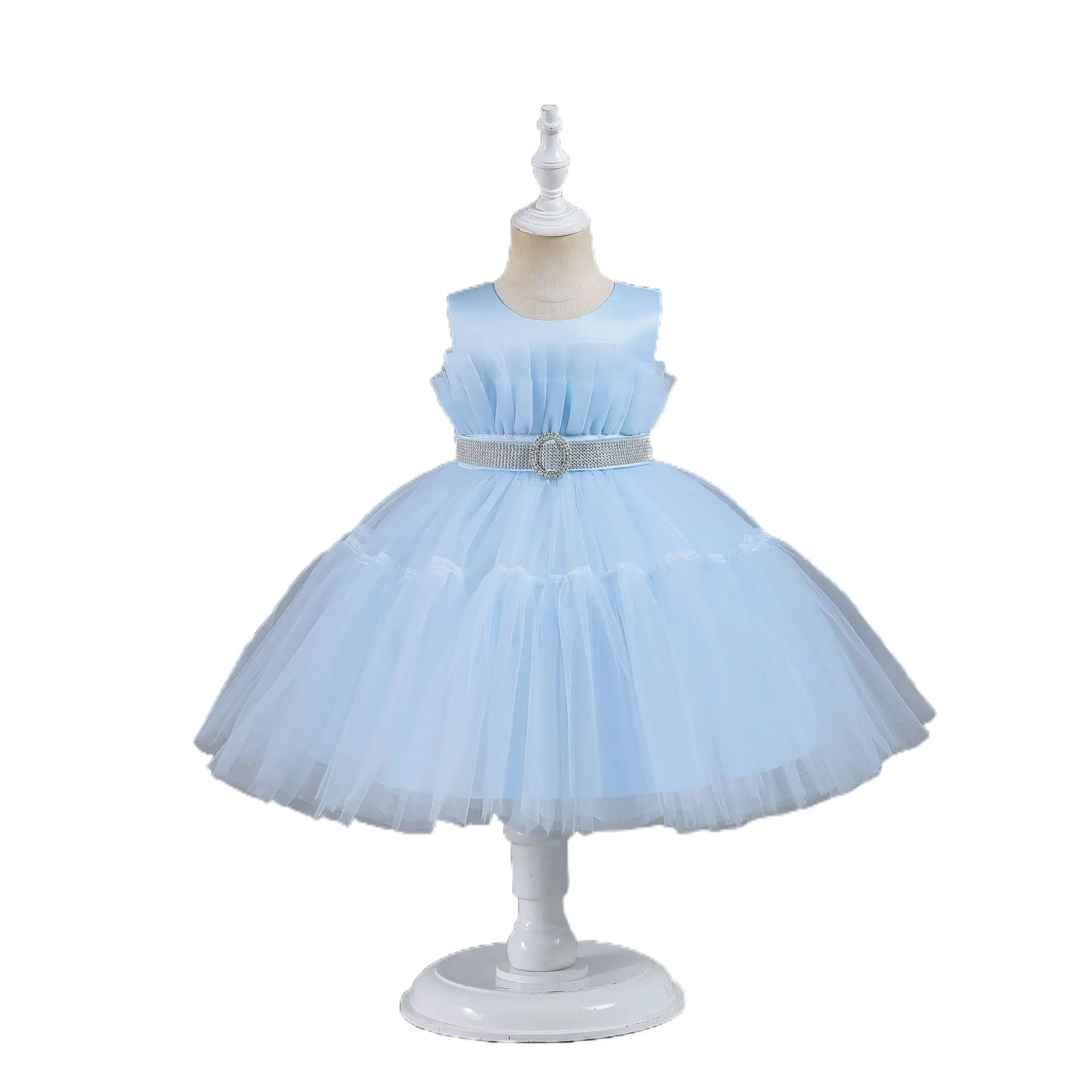 Yeni çocuk kabarık parti elbise çiçek kız için kız çocuk elbiseleri performans giyim prenses elbise