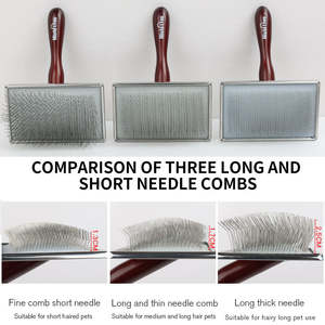 Peigne anti-peluches pour animaux de compagnie avec manche en bois et dents en acier pour chiens et chats - Product Image 3