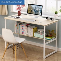 Table de bureau d'ordinateur simple moderne avec étagère intégrée pour étude à domicile ou bureau style panneau de bois