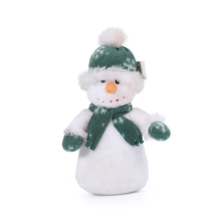 ของขวัญส่งเสริมการขายมนุษย์หิมะคริสต์มาสของเล่นตุ๊กตาในกลุ่มของเล่นนุ่มมนุษย์หิมะที่มีหมวก/ผ้าพันคอ