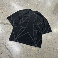T-shirt pour homme en coton à manches courtes et col rond, style streetwear tendance, effet délavé à l'acide, coupe cintrée, 320g, vente en gros, avec anneaux métalliques