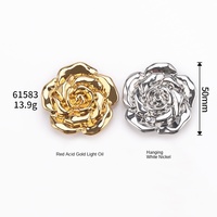 Jas Mantel High-End dengan Kancing Dekoratif Bentuk Bunga, Jahitan Tangan, Logam, Pola Persegi Panjang