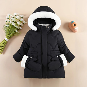 <span class=keywords><strong>Manteau</strong></span> mi-long en polyester rembourré pour filles, de petite et moyenne taille, couleur unie, épais et chaud, avec fermeture éclair, style occidental - Product Image 4