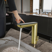 Robinet tactile/sensoriel à affichage numérique LED doré, eau chaude et froide, alimentation externe en cuivre, nouvelle technologie, pour salle de bain et chambre.