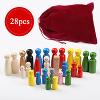 Ensemble de poupées en bois de 28 pièces figurines décoratives colorées psychologie éducative aide à l'enseignement artisanat et décoration intérieure
