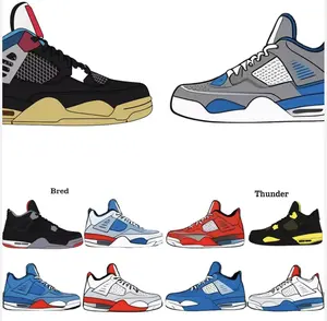 2024 การออกแบบล่าสุดRetro 4 สไตล์รองเท้าบาสเก็ตบอลOriginalคุณภาพสูง 4SหนังJordaneliedlysรองเท้าผ้าใบผู้ชาย