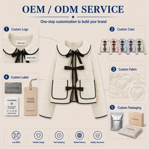 Nouveautés Fournisseur en gros OEM ODM Veste matelassée d'hiver à imprimé floral pour <span class=keywords><strong>femme</strong></span> Logo personnalisé Faible MOQ Manteau à boutons contrastants - Product Image 1