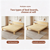 Lit plateforme minimaliste multifonctionnel en pin massif avec tiroir de rangement et table de chevet, sans tête de lit