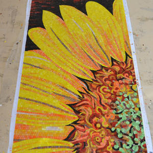 ZF Customized <strong>Sunflower</strong> Painting Ice Jade Gold <strong>Mosaic</strong> and Red <strong>Mosaic</strong> Background 100% Hand Cut Art Flower <strong>Mosaic</strong> Pattern - Product Image 2