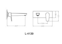 Robinet de lavabo mural en laiton brossé à poignée unique avec cartouche en céramique et design moderne