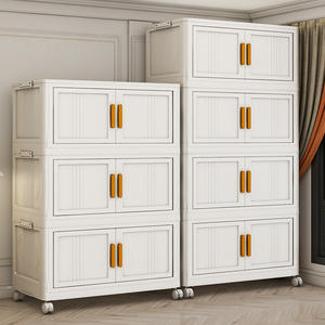 Grande Armoire de Rangement Pliable à <span class=keywords><strong>Double</strong></span> Porte, en PP Transparent, pour Cuisine et Chambre d'Enfant - Product Image 1