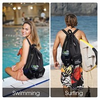 Sac à cordon de sport sac à dos sac de nageur OEM mode unisexe chaîne géométrique séchage rapide réutilisable extérieur imperméable Polyester