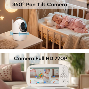 <span class=keywords><strong>Babyphone</strong></span> sans fil avec caméra HD 1080p CMOS 5 pouces, mode VOX, alarme de pleurs de bébé bidirectionnelle, berceuses, 1000 pieds - Product Image 6