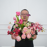 Maßgefertigte Seiden-Tulpen-Blumenarrangements Rosa 35cm Blumenball Hochzeits-Tischdekoration für Hochzeitsdekorationen