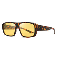Lunettes de soleil polarisées à porter par-dessus les lunettes de vue pour hommes et femmes, légères, confortables, monture carrée complète, protection UV %, idéales pour la conduite