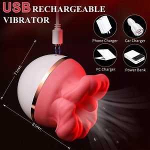 Vibrateur rose pour femmes, stimulation par léchage et succion, stimulateur clitoridien et des mamelons, rechargeable, étanche, jouet sexuel féminin - Product Image 2
