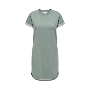 เดรสลำลองสำหรับผู้หญิงไซส์ใหญ่ ระบายอากาศได้ดี ทรงเอไลน์ ผ้าโพลีเอสเตอร์/คอตตอน แขนสั้น เอวธรรมชาติ โลโก้ด้านหน้า สีพื้น - Product Image 1