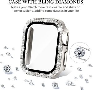 Nouveau boîtier de montre en diamant Bling pour Apple Watch Series 10/9/8/7 protecteur d'écran en verre 46mm 42mm 44mm 45mm étui pare-chocs couverture Iwatch - Product Image 5