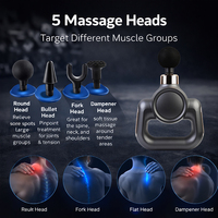 Pistolet de massage professionnel portable 30W 3200 tr/min 5 vitesses silencieux pour tissus profonds, moteur sans balais rechargeable, batterie lithium-ion, 4 têtes