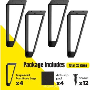 Metal <b>Table</b> <b>Legs</b> 20cm High Steel Industrial Design Easy Installation For Slab <b>Tables</b> - Product Image 4