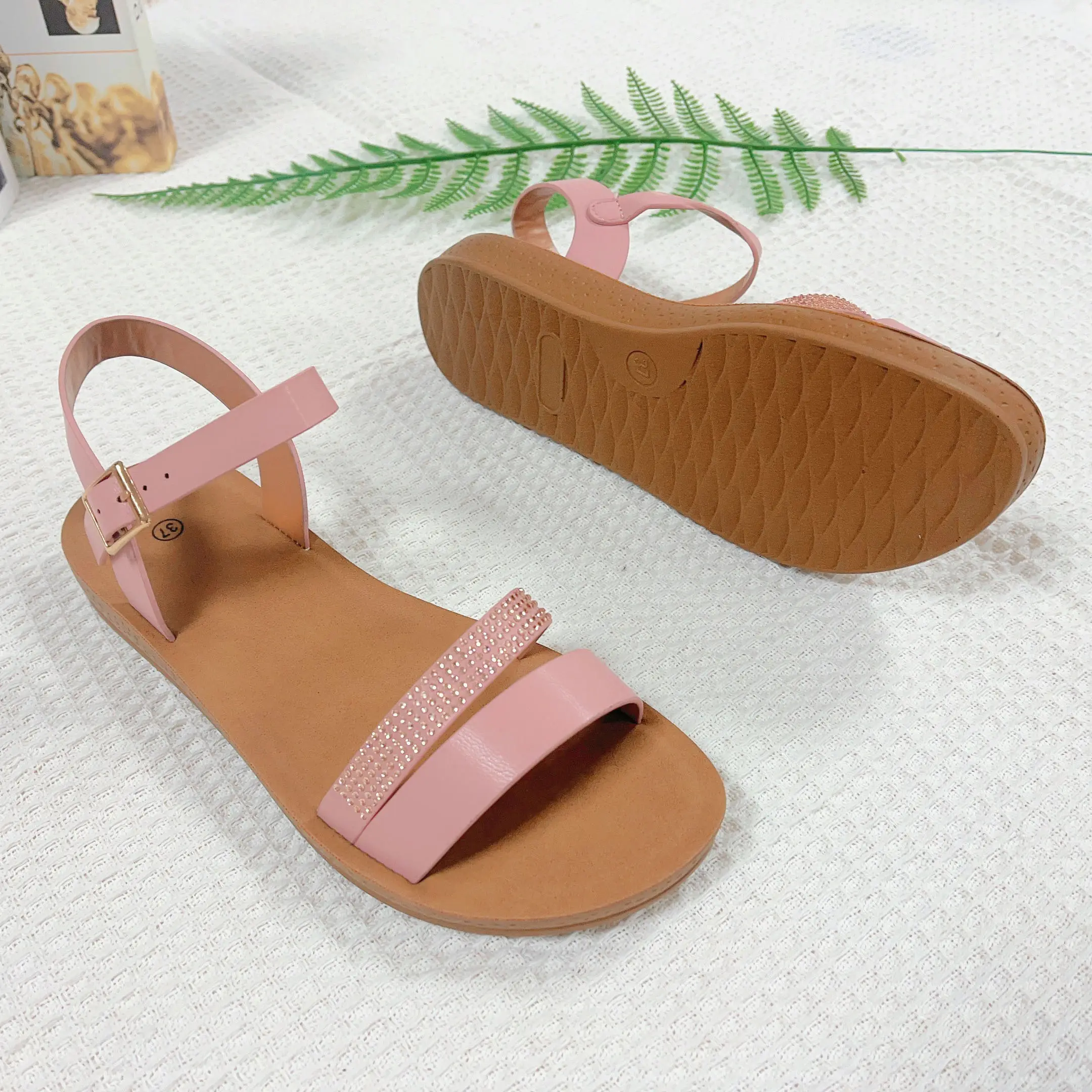 natural summer rattan flat sandals slipper sandals flat woman luxury famous brand beach flat slippers sandals causal shoes