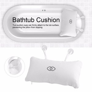Premium Comfortable Waterproof 3D 4D Mesh or PU Foam luxury Spa Bath Bathtub Pillow With Powerful Non-Slip Suction Cups for Tub