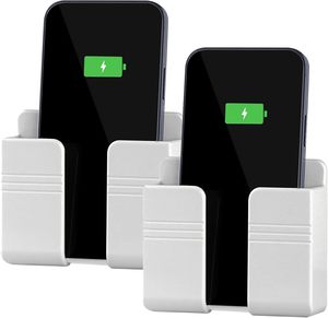 Universal Portable Home Living Room <b>Plastic</b> Wall Mount Double Tier Multi-functional Phone Holder <b>Rack</b> - Product Image 2