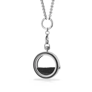 Newest fashion jewelry 316L Stainless Steel Antique Living Charms Locket Floating Locket Pendant necklaces