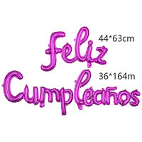 Vente en gros de ballons écologiques durables en or rose et en aluminium coloré Lettres Feliz Cumpleaos de 16 pouces Ensemble de ballons