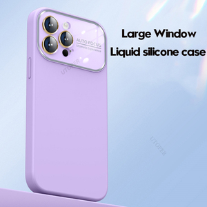 <span class=keywords><strong>Coque</strong></span> de téléphone en Silicone liquide à grande fenêtre de luxe pour <span class=keywords><strong>IPhone</strong></span> 15 14 <span class=keywords><strong>13</strong></span> 12 <span class=keywords><strong>Pro</strong></span> Max avec protecteur d'objectif antichoc couverture arrière mate - Product Image 5
