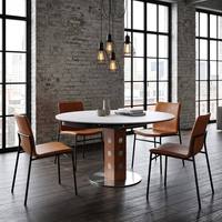 Table à manger extensible moderne en bois, rectangulaire à ronde, 6-8 places, pour usage domestique, salle à manger, table à manger ronde pivotante